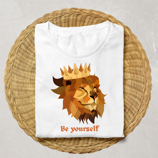 Oversized T-Shirt – Lion Print | "Be Yourself" – Unisex Casual Wear