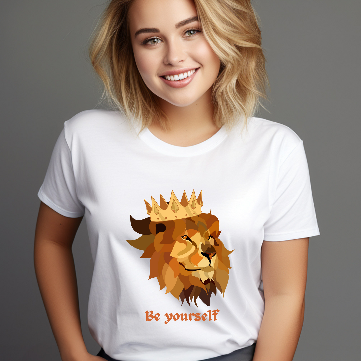 Oversized T-Shirt – Lion Print | "Be Yourself" – Unisex Casual Wear
